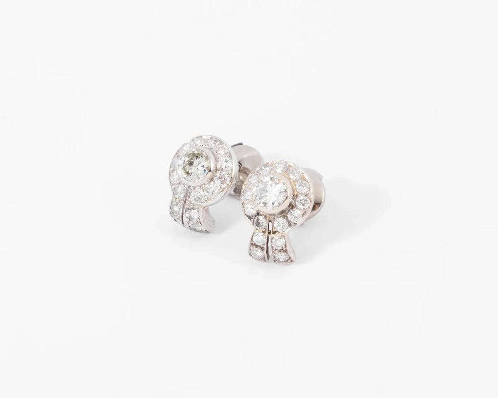 Boucles d'oreilles en diamants et platine