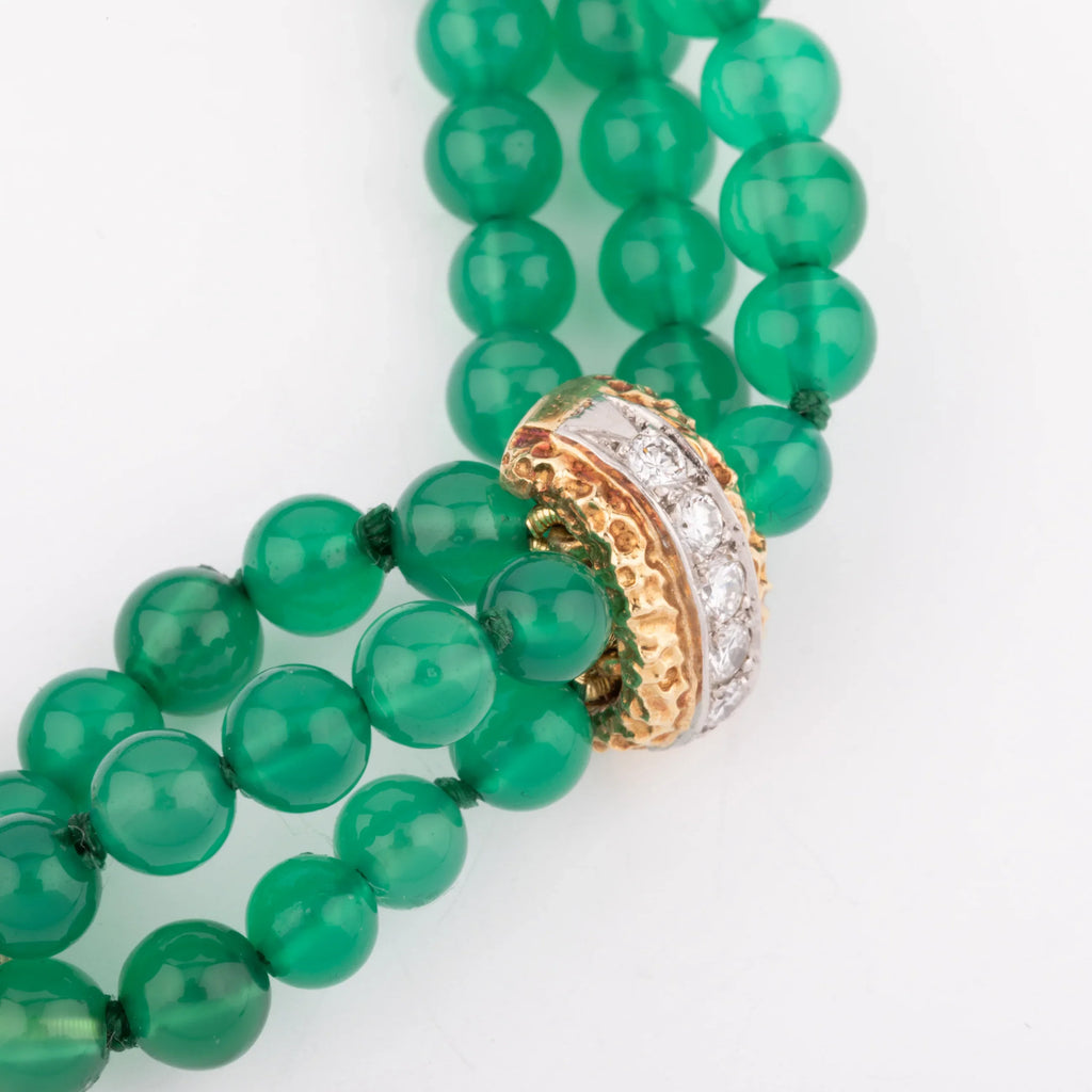 Van Cleef and Arpels chrysoprase, diamond, and yellow gold bracelet