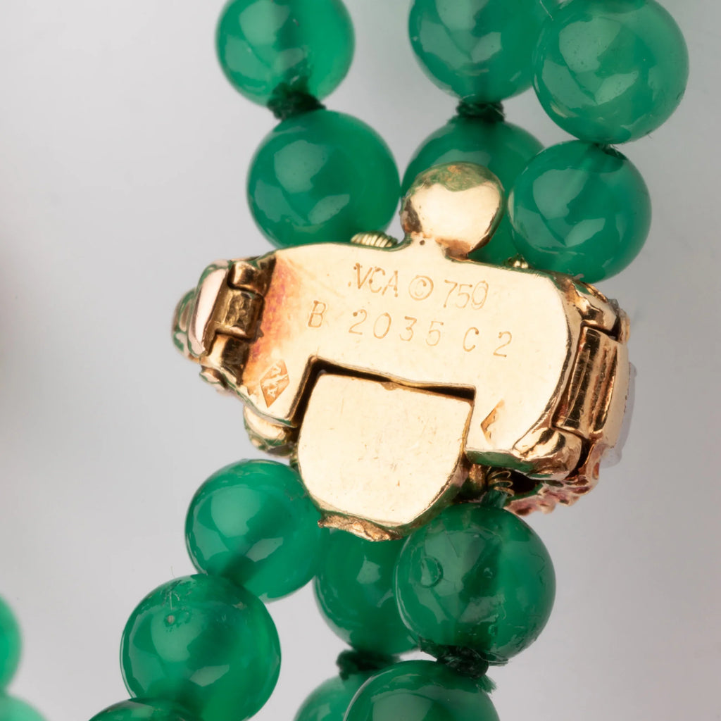 Van Cleef and Arpels chrysoprase, diamond, and yellow gold bracelet