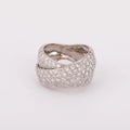 Grey gold crossover ring, fully pavé-set with diamonds