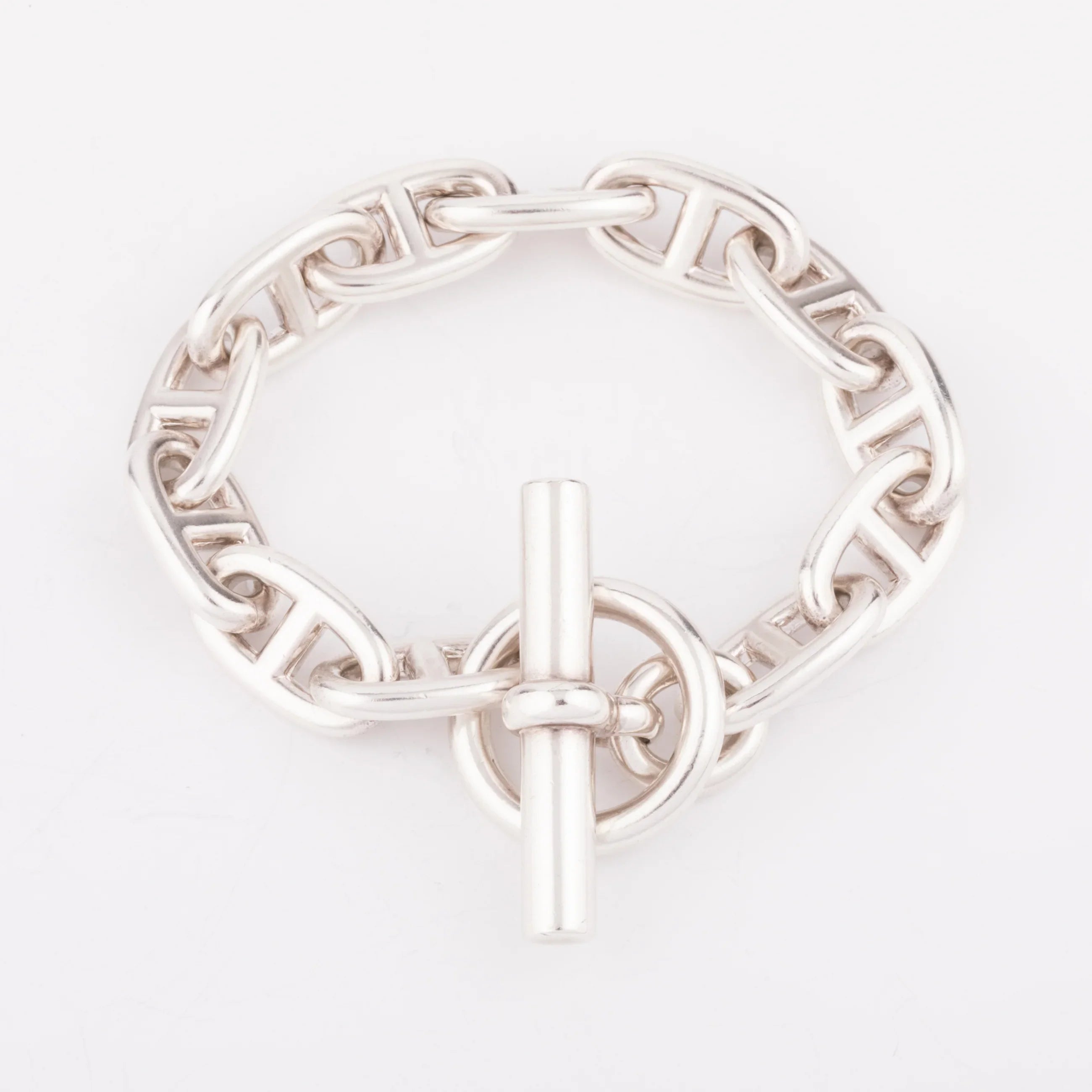 Bracelet en argent de la maison Hermés modèle chaine d'ancre