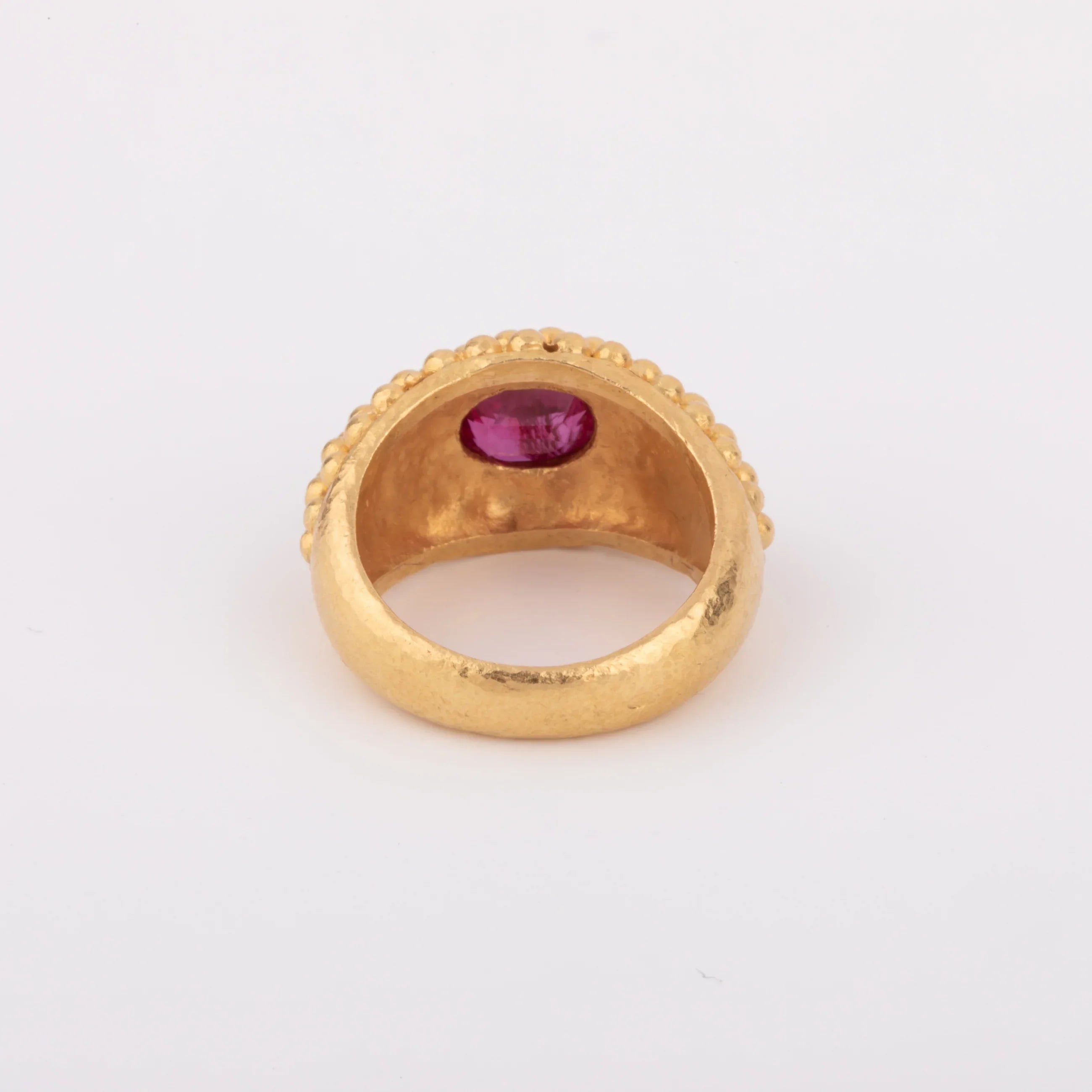 Etruscan yellow gold Ruby ring