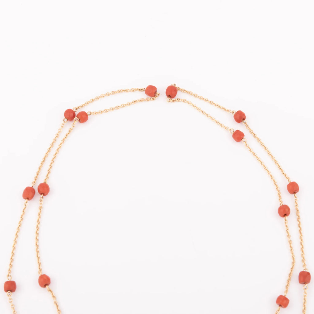 Gold and coral long necklace