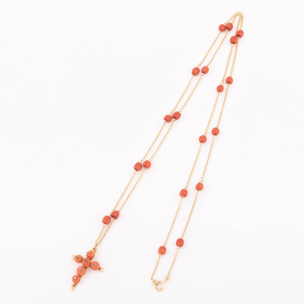 Gold and coral long necklace