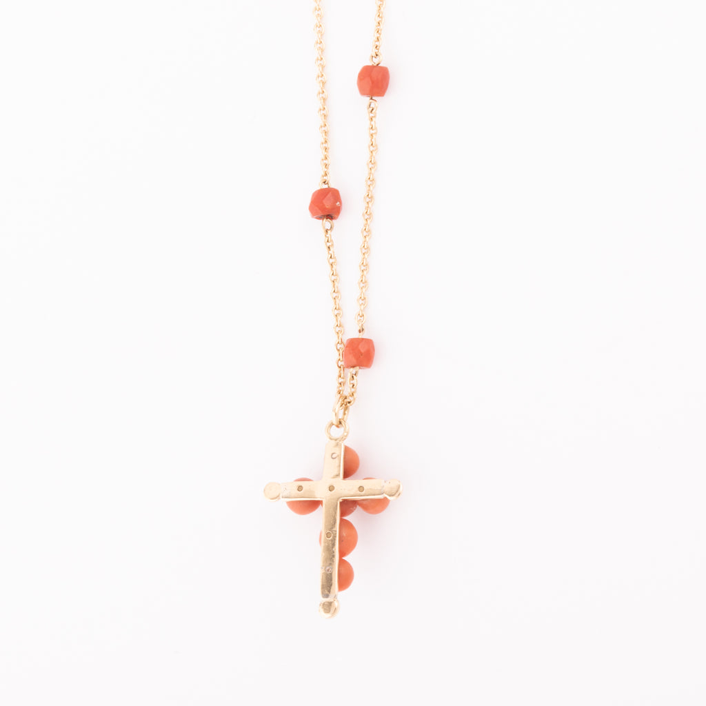Gold and coral long necklace