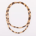 Sautoir necklace in sandblasted yellow gold and tiger's eye pearl