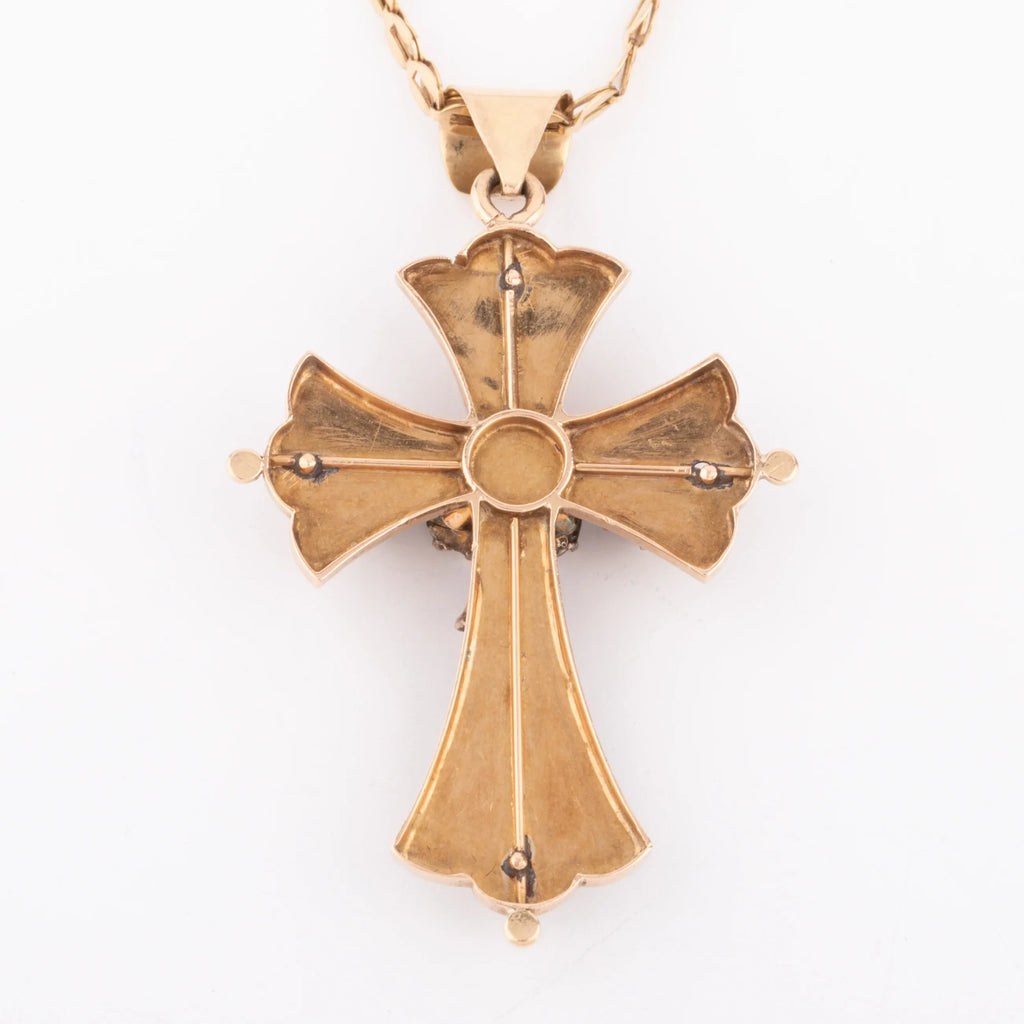 Croix or jaune et diamants