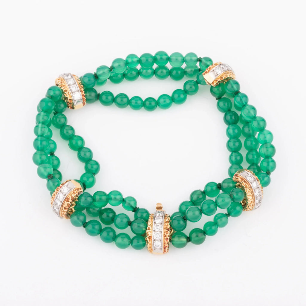 Van Cleef and Arpels chrysoprase, diamond, and yellow gold bracelet