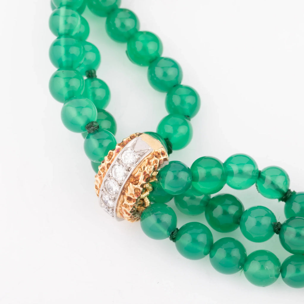 Van Cleef and Arpels chrysoprase, diamond, and yellow gold bracelet