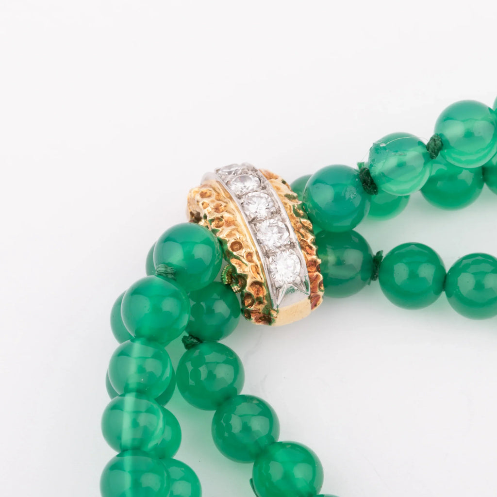 Van Cleef and Arpels chrysoprase, diamond, and yellow gold bracelet