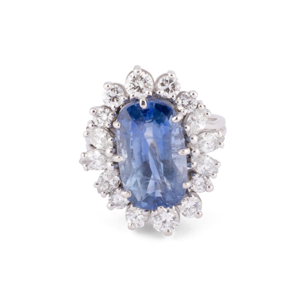 Bague entourage saphir naturel et diamant