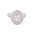 Double halo platinum and diamond ring