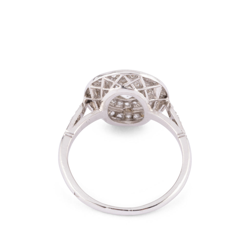 Double halo platinum and diamond ring