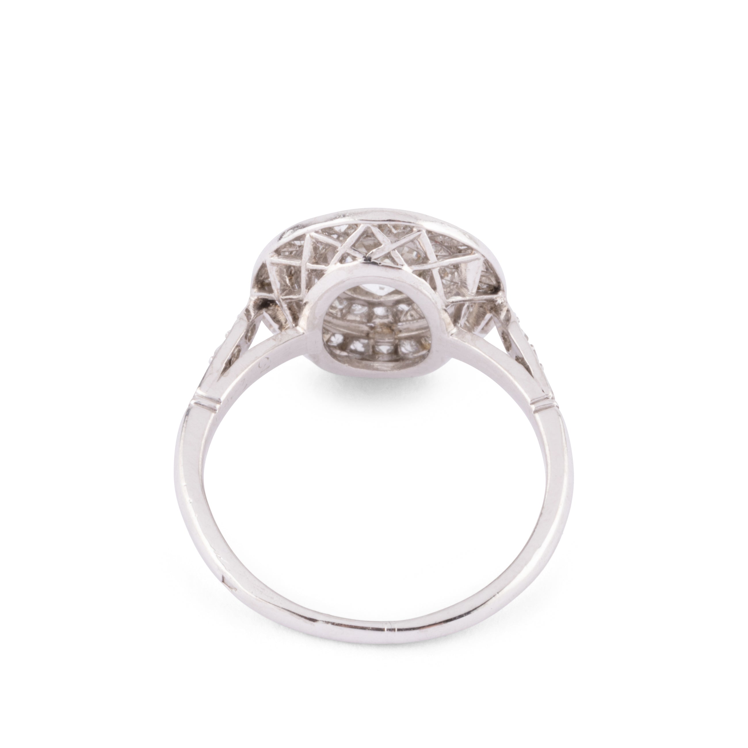 Double halo platinum and diamond ring