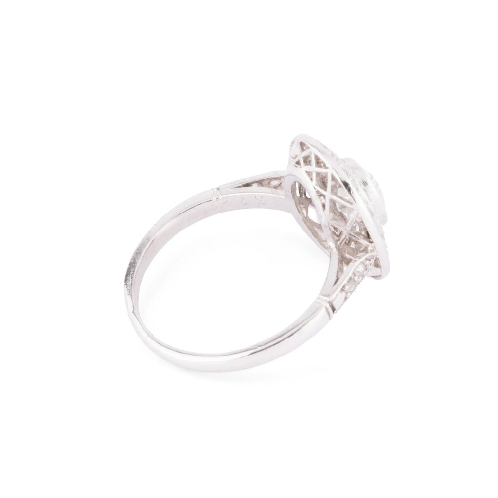 Double halo platinum and diamond ring