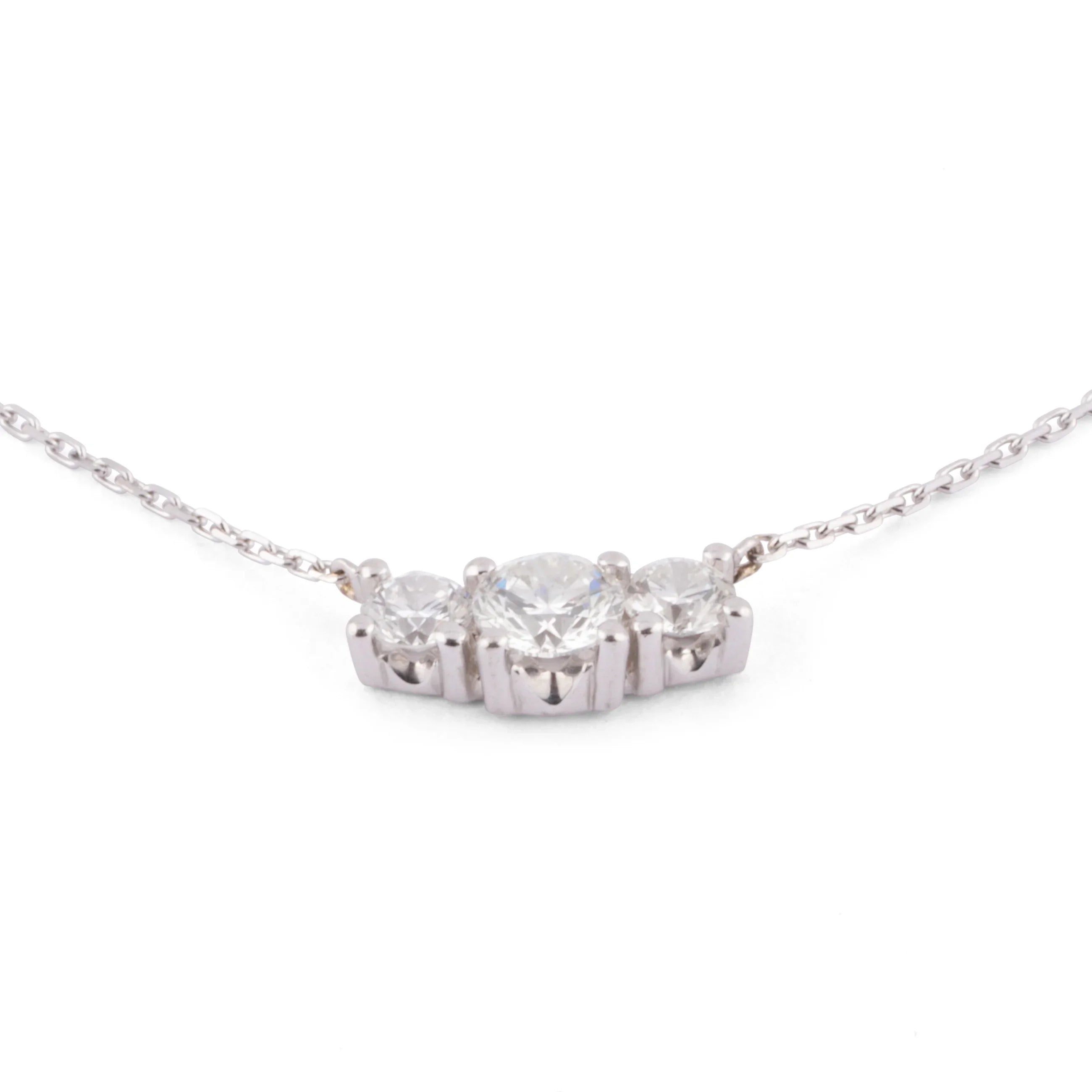 Collier or gris 3 diamants