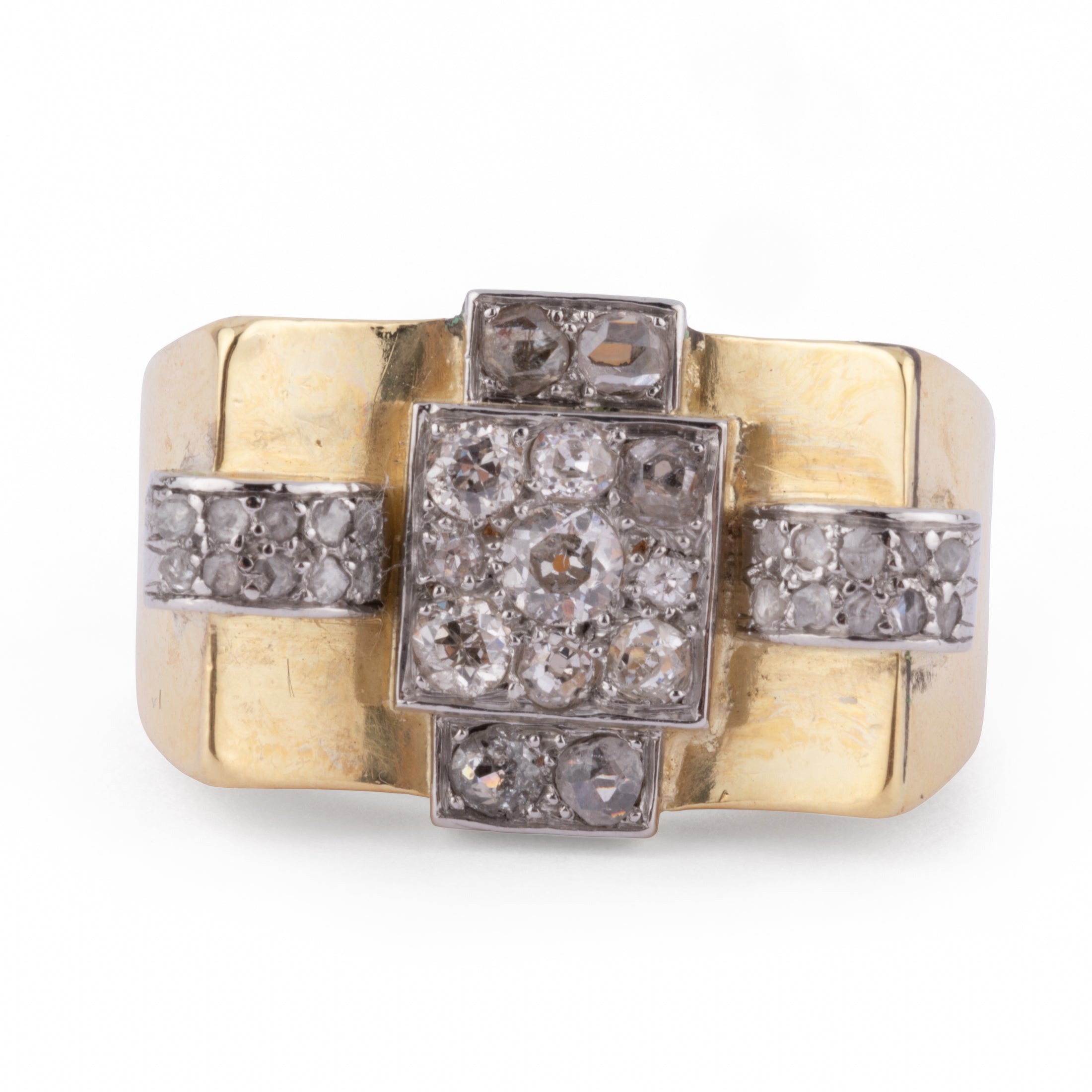 Platinum and gold Tank ring