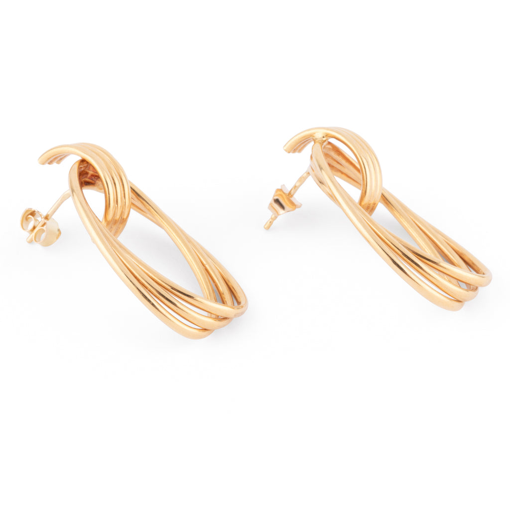 Boucles d'oreilles or jaune anneaux entrelacés