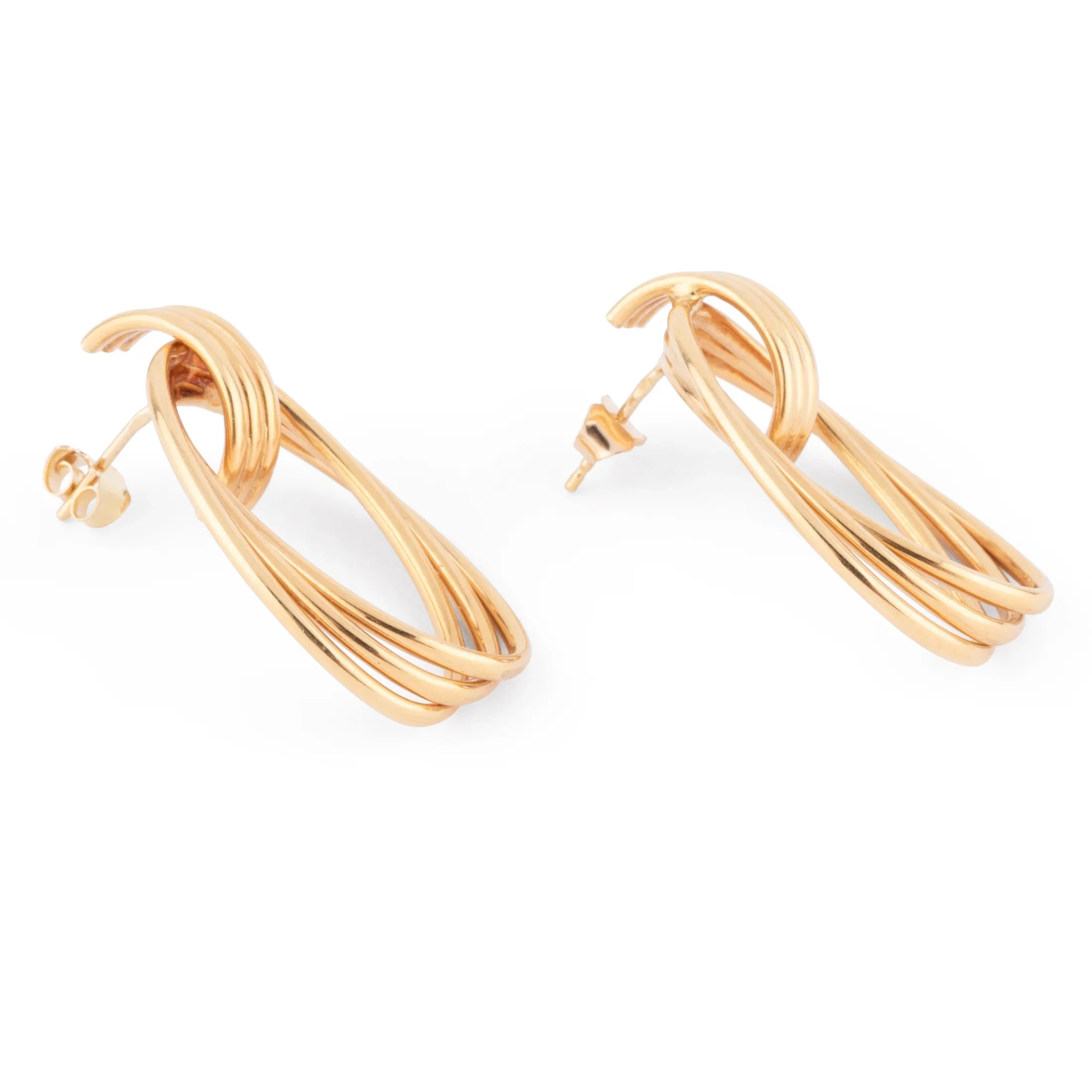 Boucles d'oreilles or jaune anneaux entrelacés