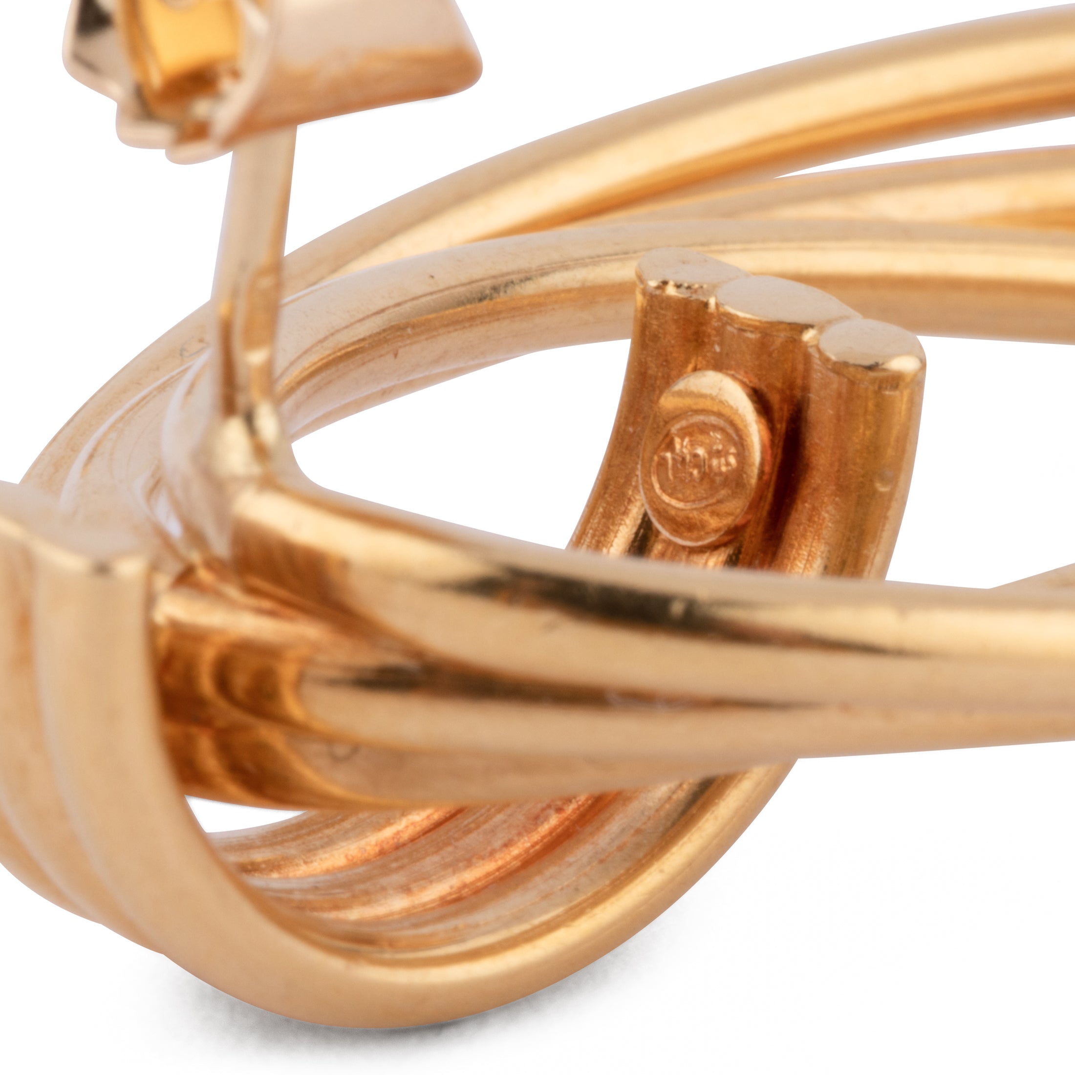 Boucles d'oreilles or jaune anneaux entrelacés