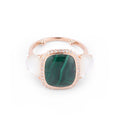 Yellow gold malachite, mother-of-pearl and diamond ring