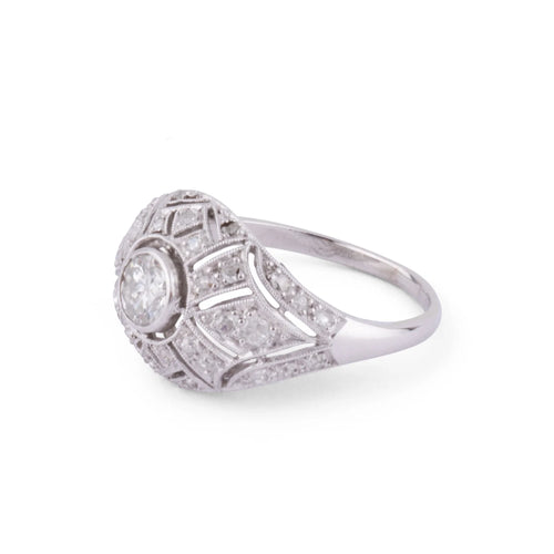 Bague dôme platine diamant