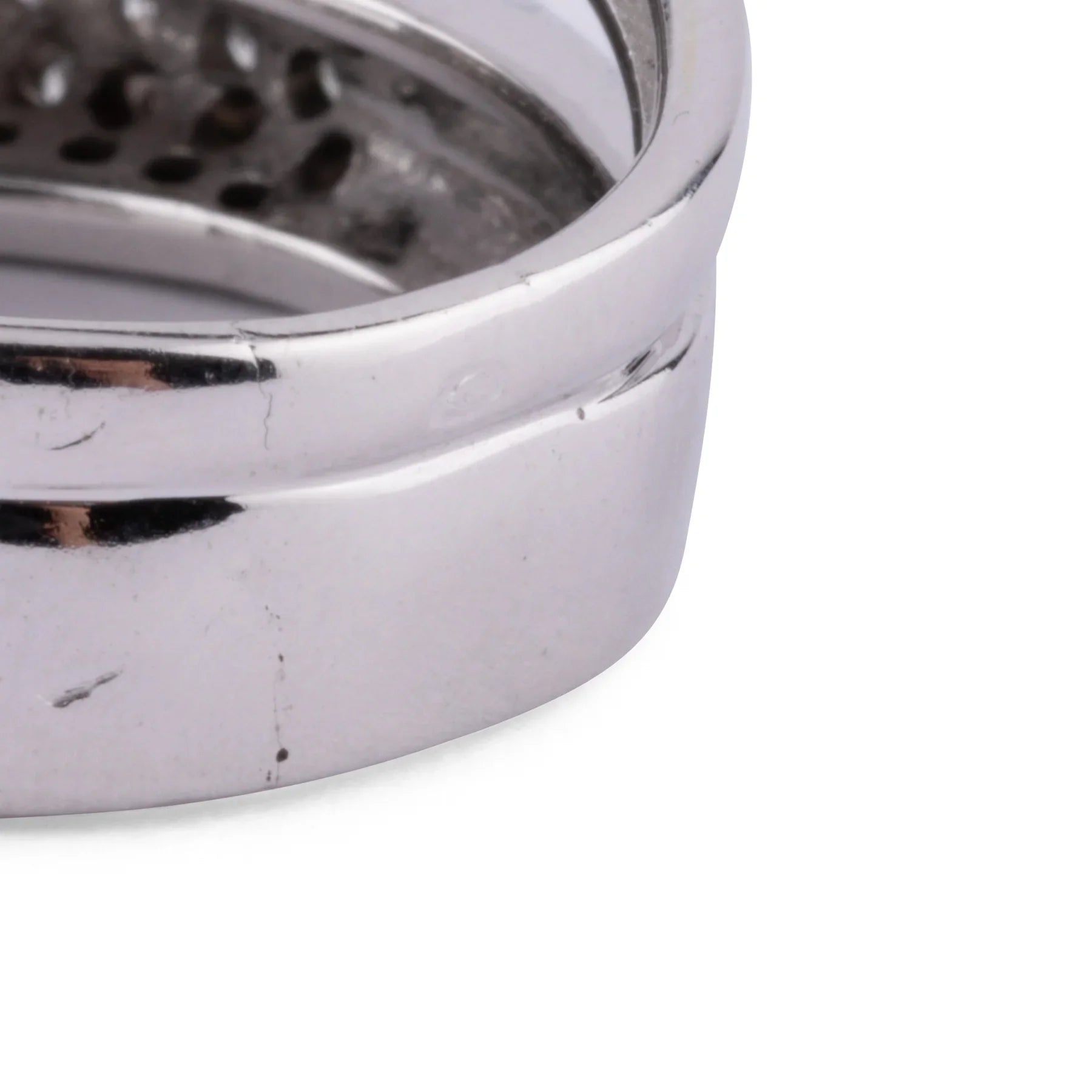Asymmetrical white gold and diamond ring