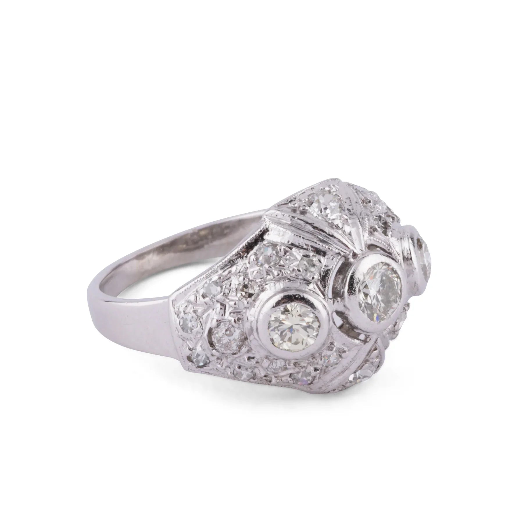 Bague dôme en platine