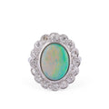 Platinum diamond and opal ring