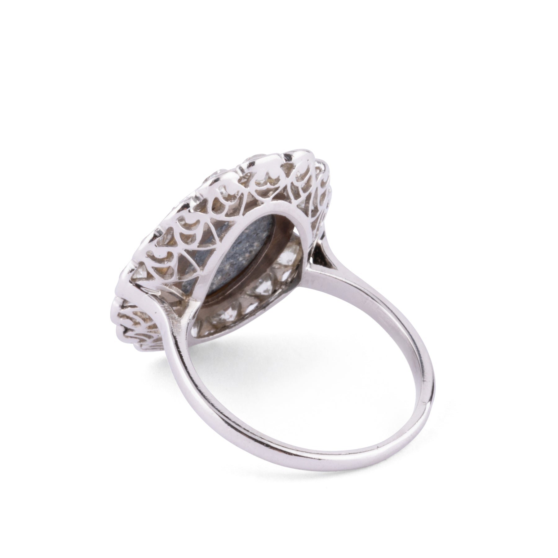 Platinum diamond and opal ring