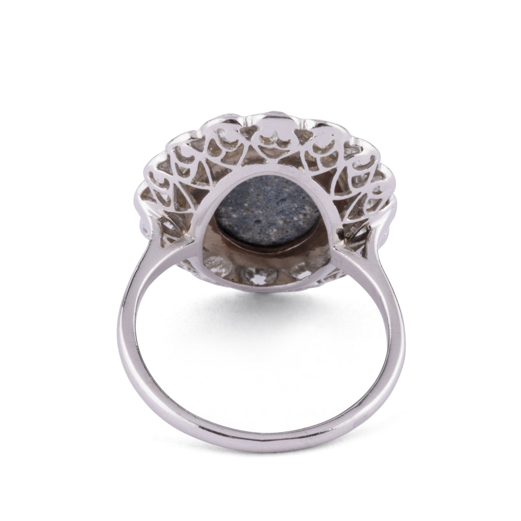 Platinum diamond and opal ring