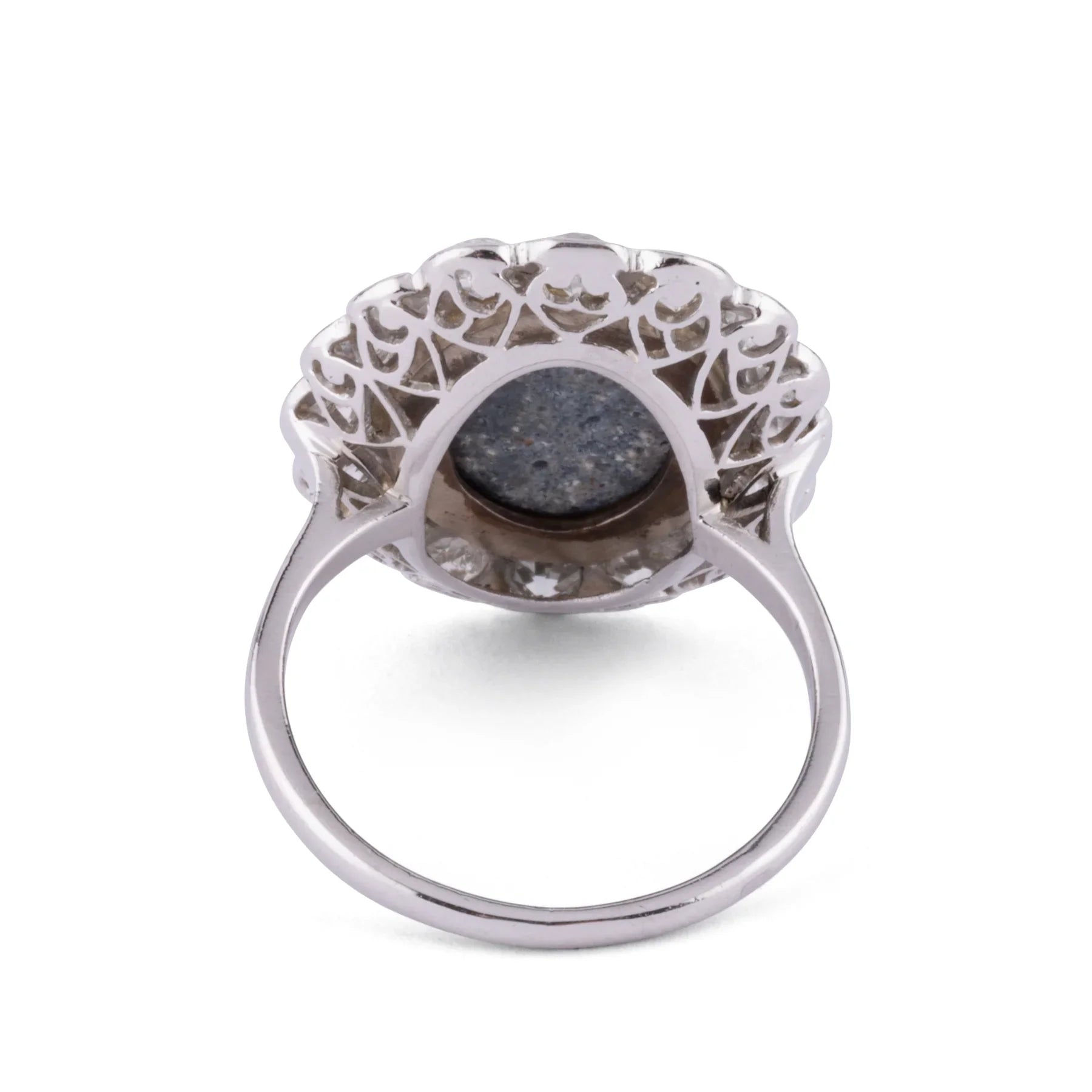 Platinum diamond and opal ring