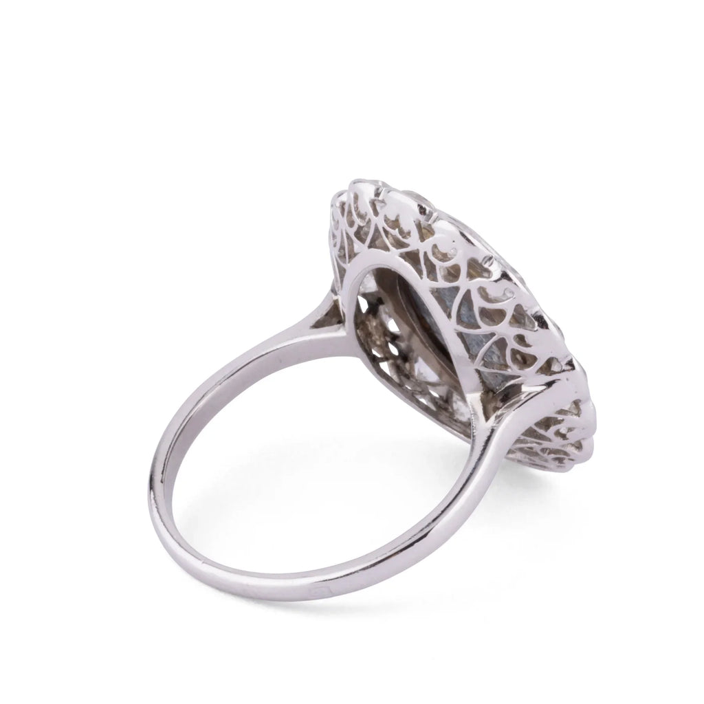 Platinum diamond and opal ring