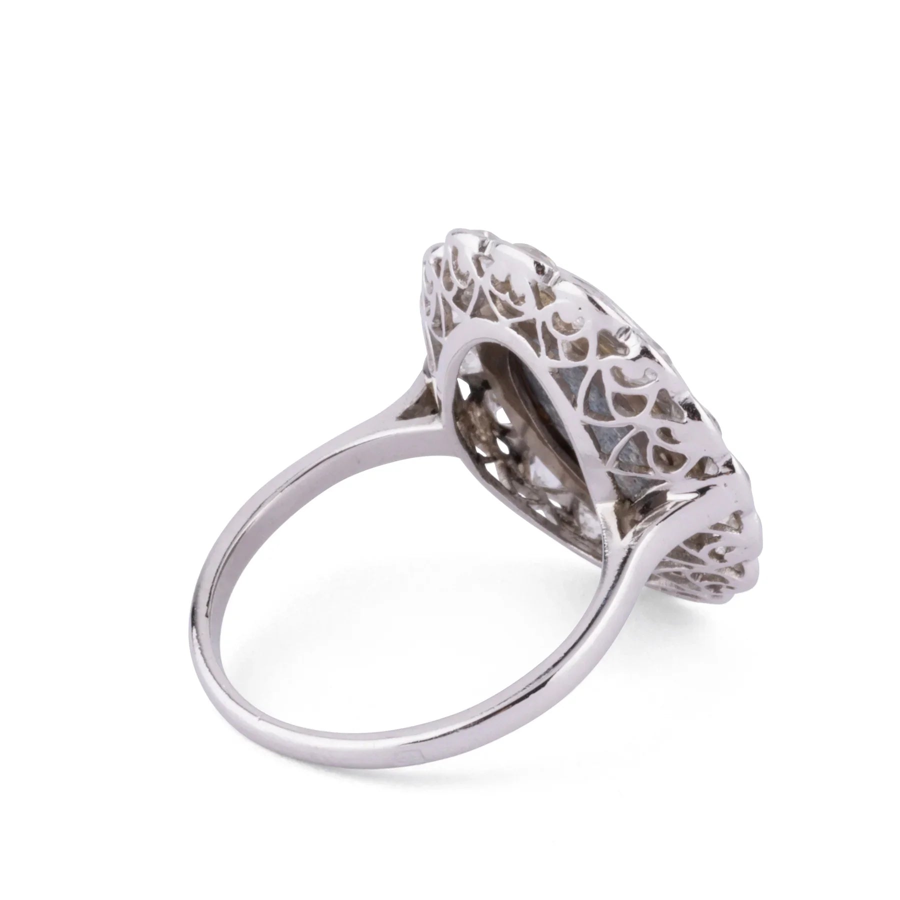 Platinum diamond and opal ring