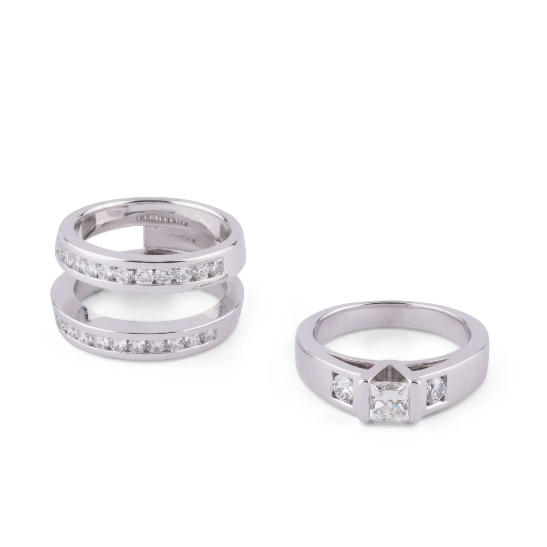 White gold and princess cut diamond ring