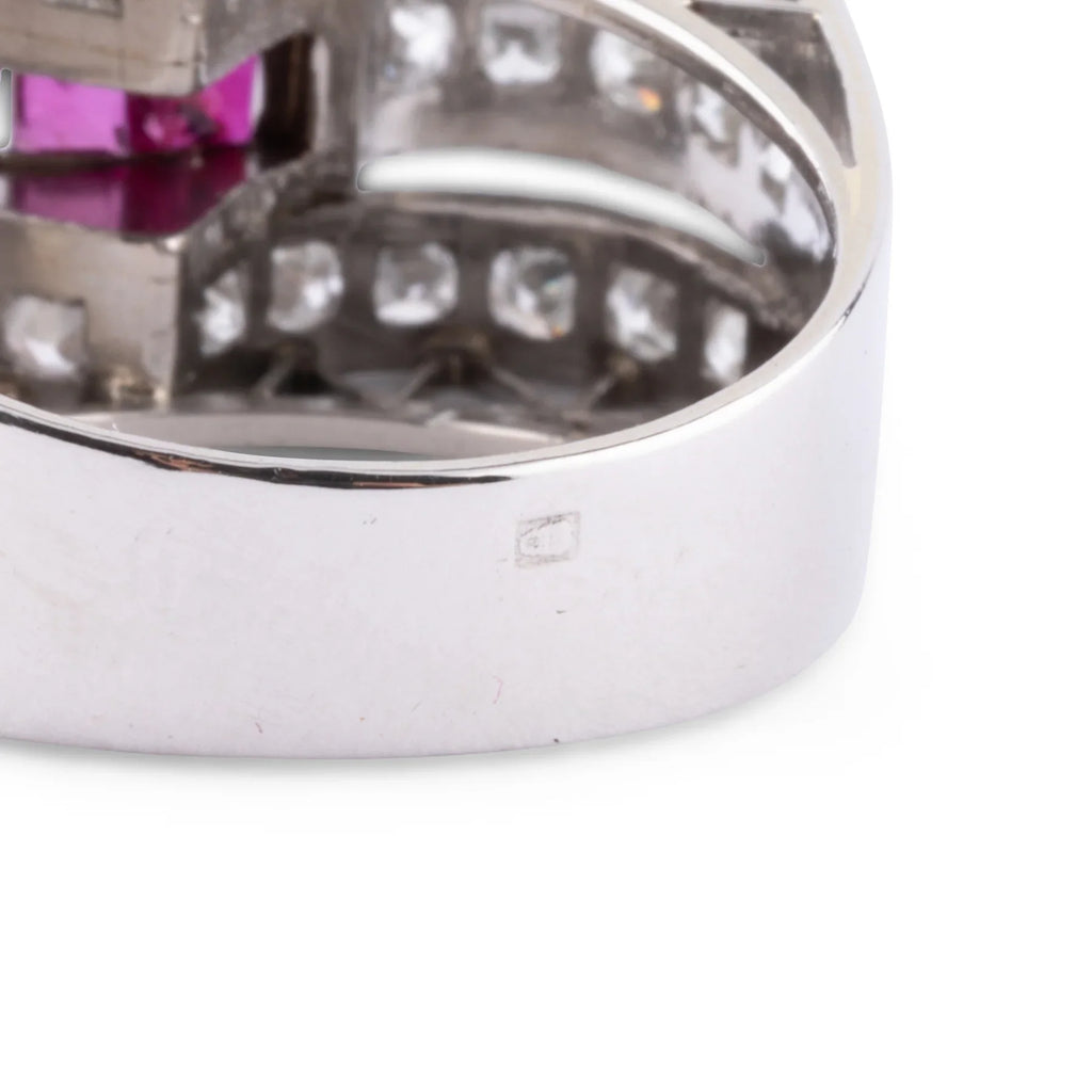 Bague en platine diamant et rubis