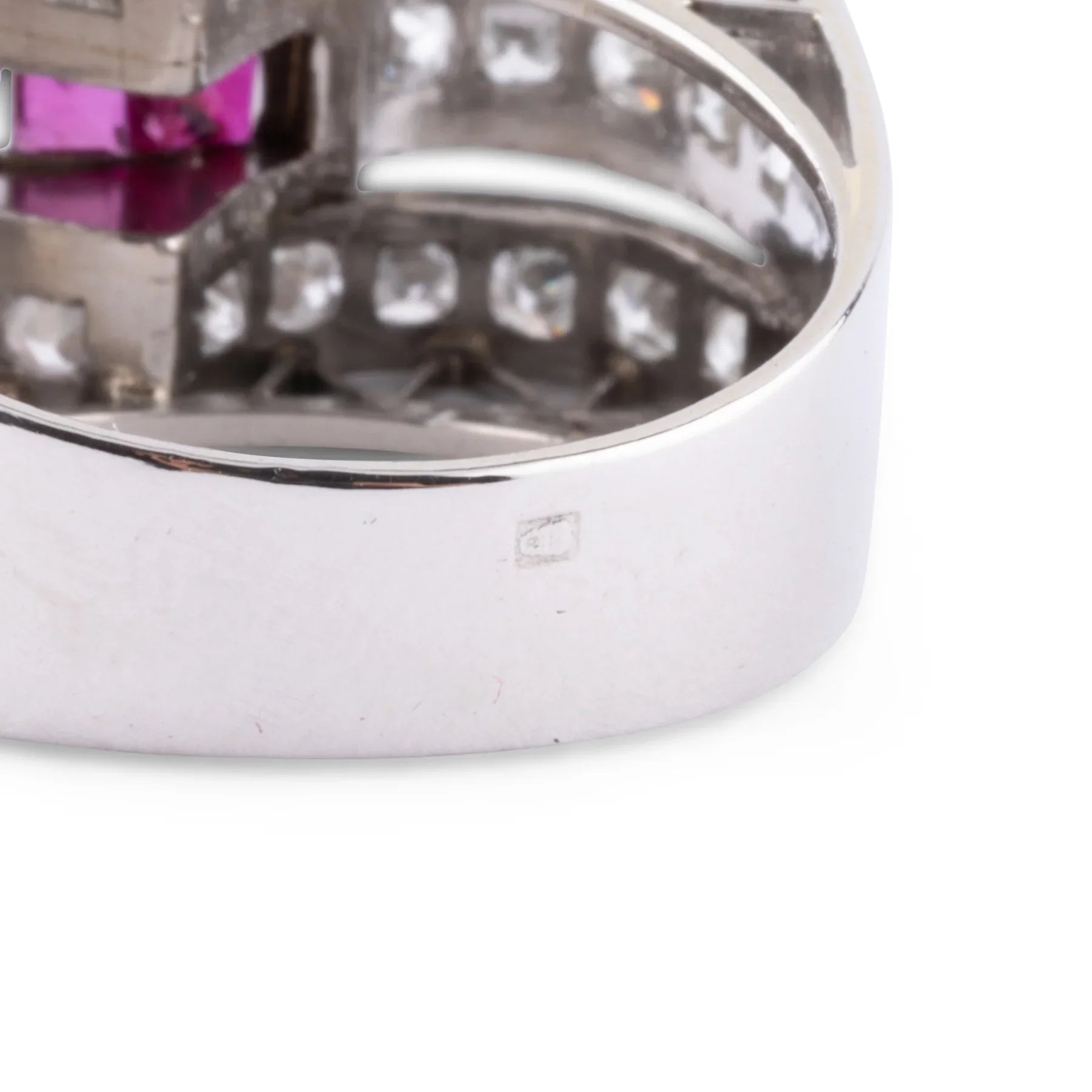 Bague en platine diamant et rubis
