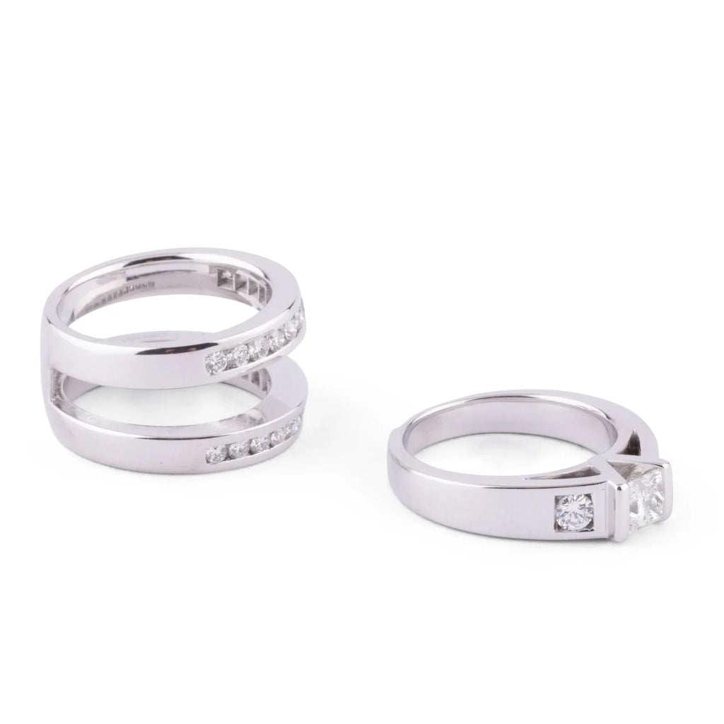 White gold and princess cut diamond ring