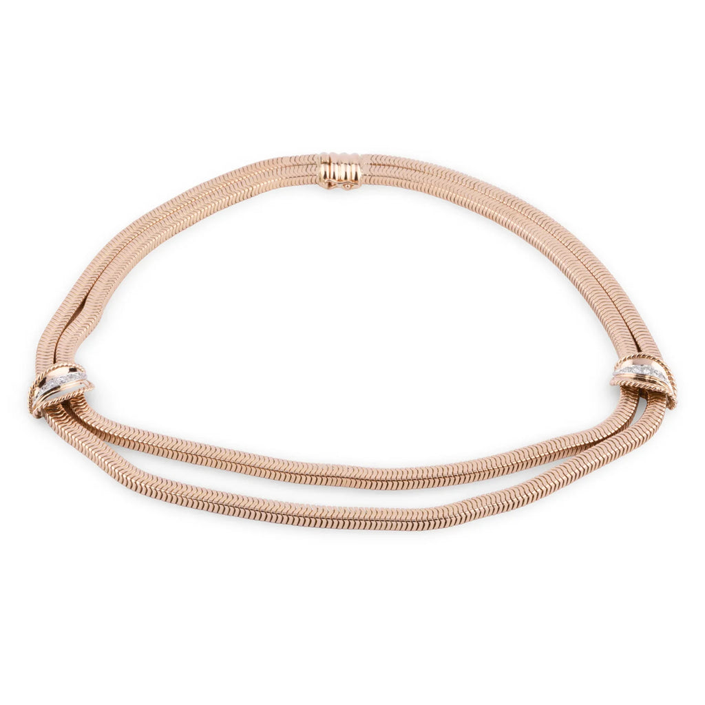 Collier or jaune double rang maillon lisse