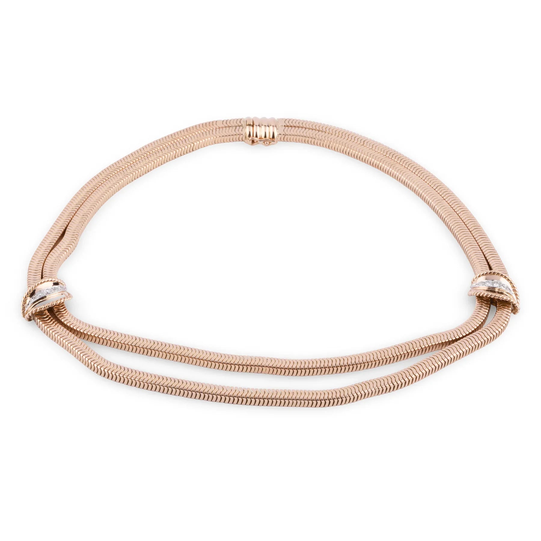 Collier or jaune double rang maillon lisse