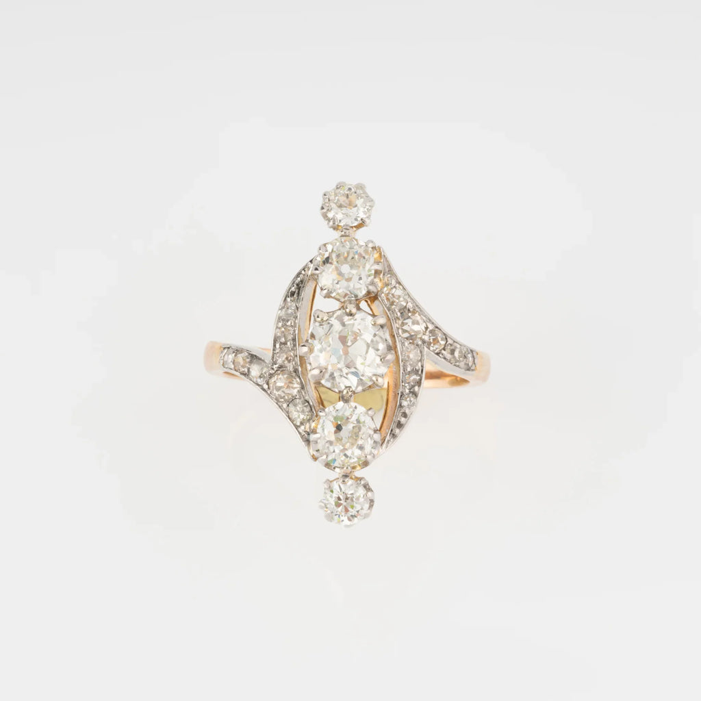 Marquise diamond gold ring