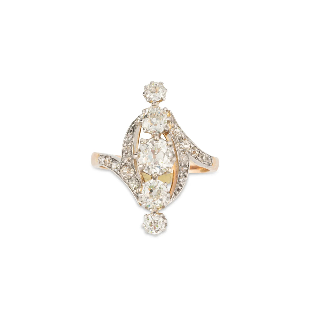 Marquise diamond gold ring