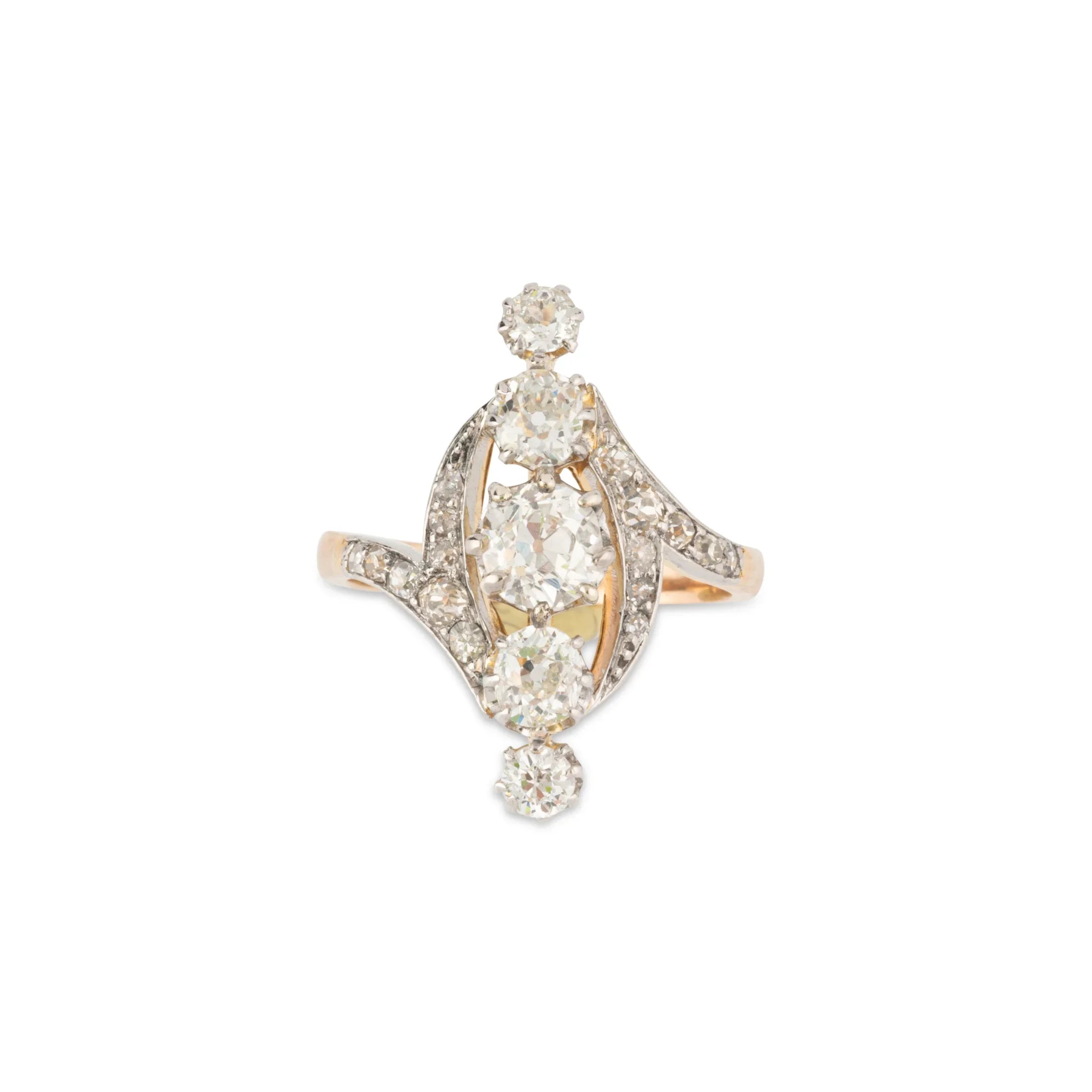 Marquise diamond gold ring