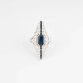 Bague marquise en diamant et saphir