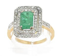 Bague or jaune et argent ornée d'une émeraude 1900 - adalgyseboutique
