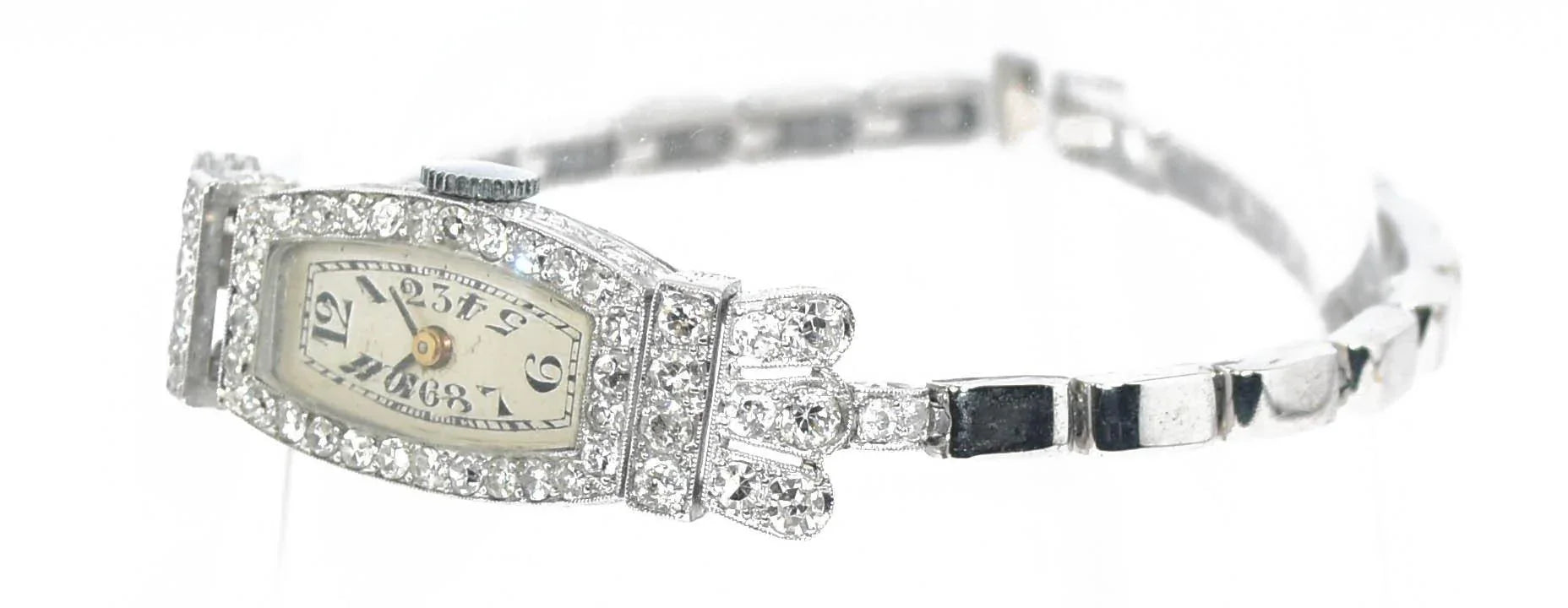 Montre Platine et Diamants 1930 - adalgyseboutique