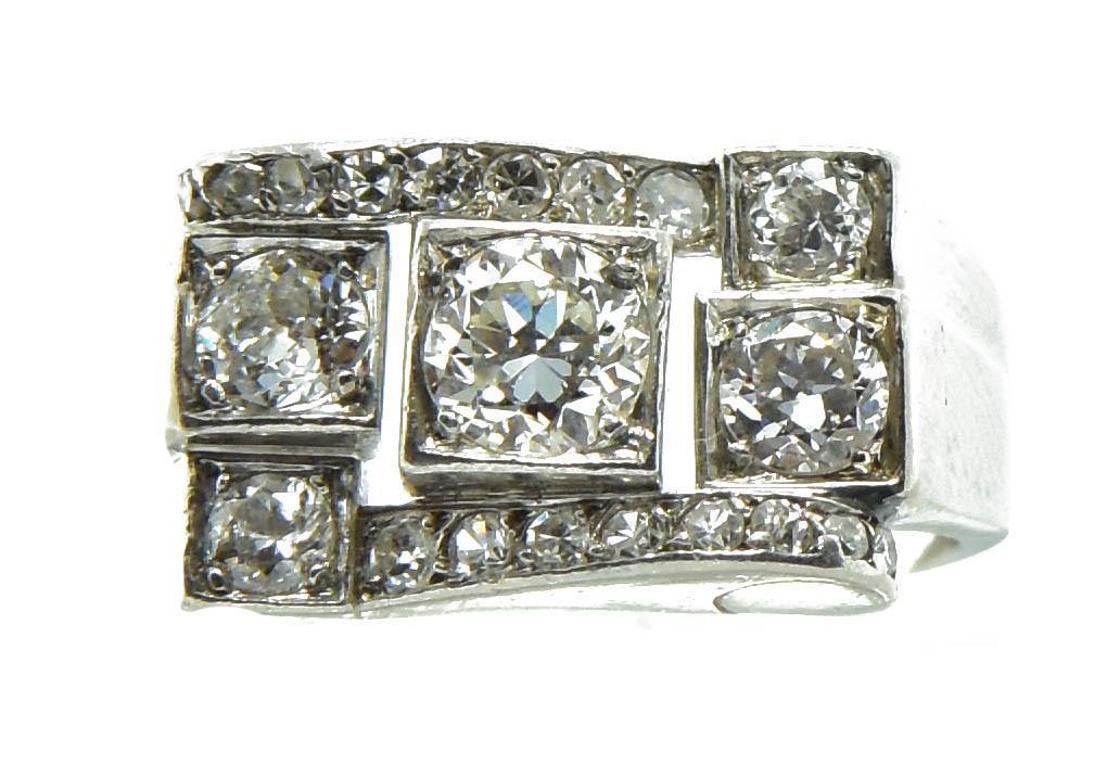 Bague platine diamant 1930 - adalgyseboutique
