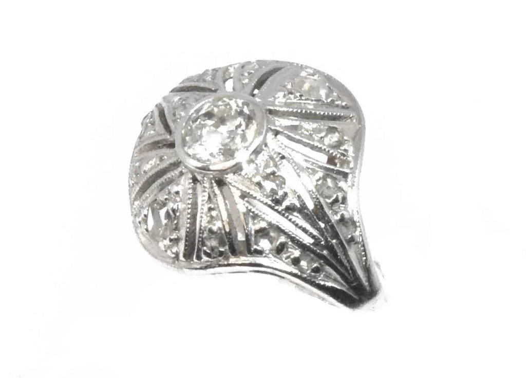 Bague dôme 1930 or gris - adalgyseboutique