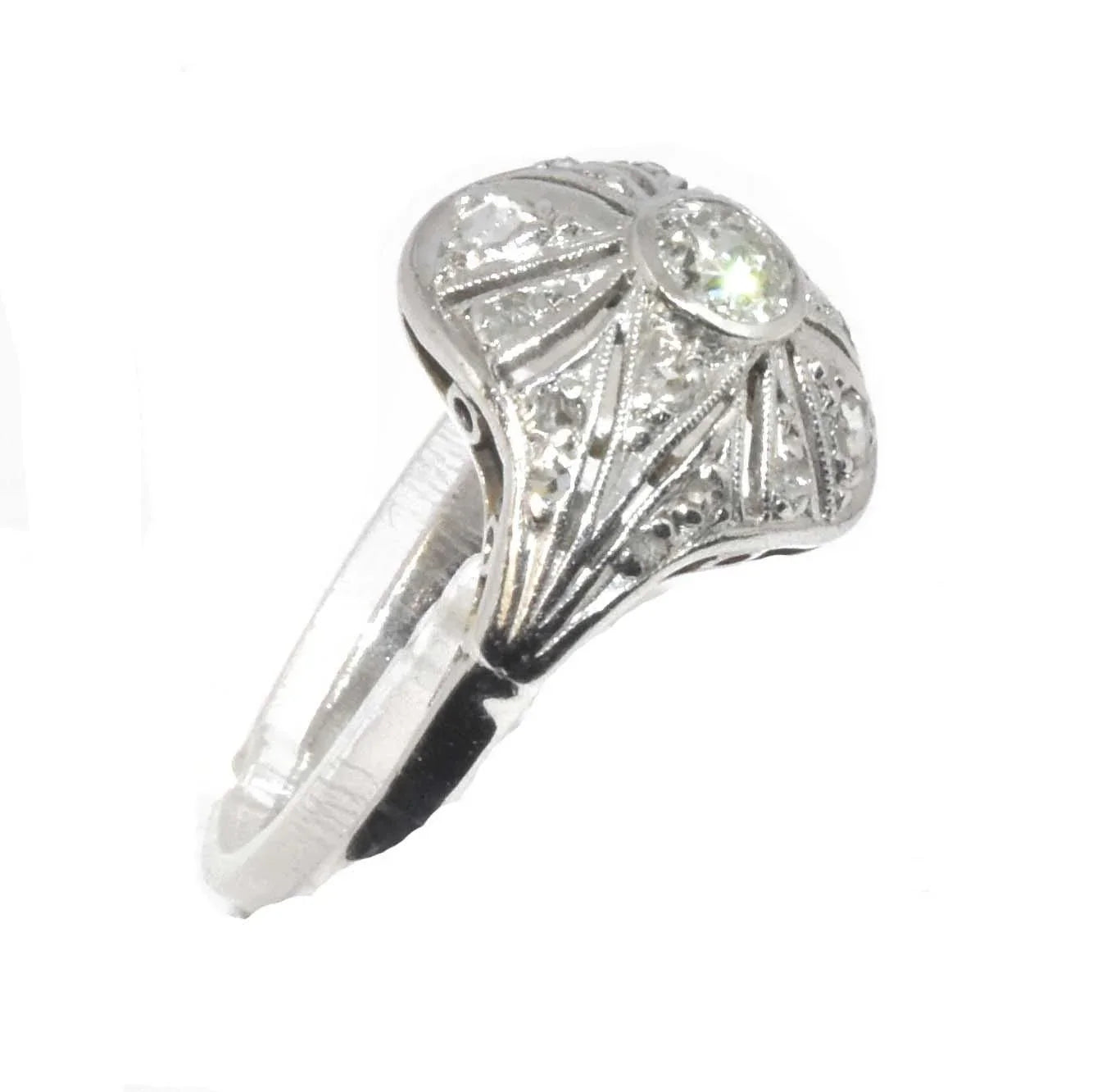 Bague dôme 1930 or gris - adalgyseboutique