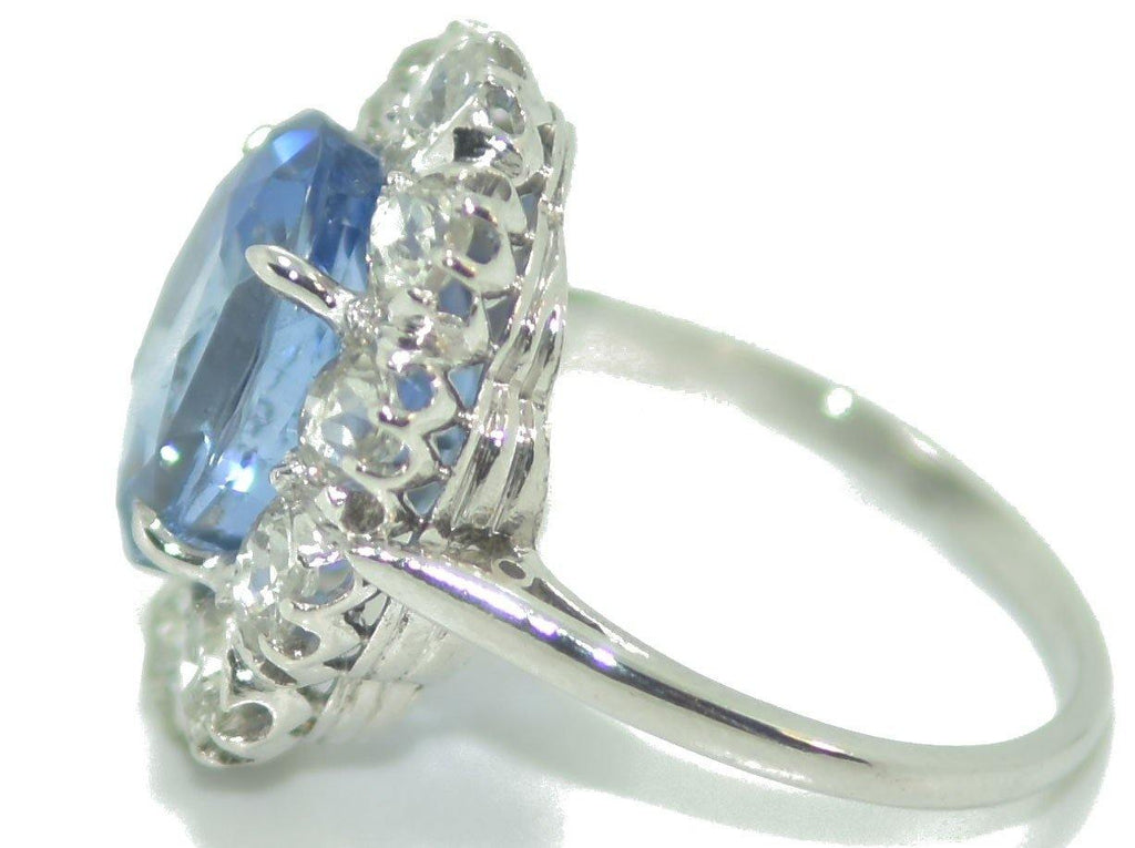 Bague entourage  Saphir de Ceylan ovale et diamant - adalgyseboutique